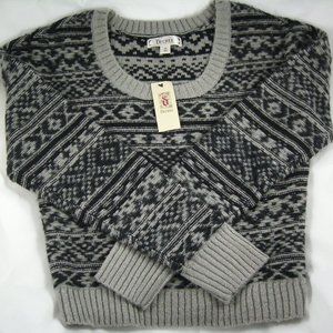 Decree Black & Grey Cropped Long Sleeve Sweater